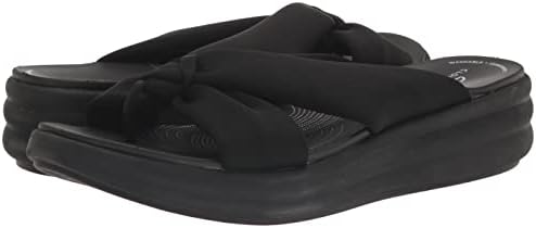 Clarks Women's Drift Ave Flat Sandal, Black/Black Textile, 8.5 | Image 6