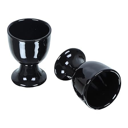 Image of Qimacplus Elevate Your Breakfast Experience Soft Boiled Egg Holder Set Stylish Ceramic Egg Cups Perfect Housewarming Gift Set of 2 (Black)