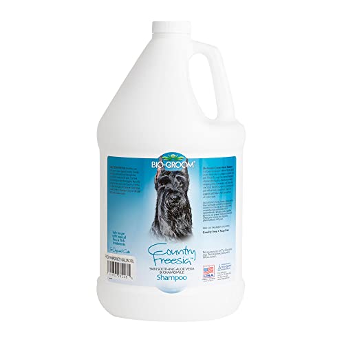 Image of Bio-Groom Country Freesia Dog Shampoo - Natural Scent Pet Shampoo, Aloe Vera, Chamomile, Cat & Dog Bathing Supplies, Puppy Wash, Cruelty-Free, Made in USA, Quick Rinse Cat Shampoo - 1 Gallon | Aloe Vera, Chamomile, Cat & Dog Bathing Supplies, Puppy Wash, Cruelty-Free, Made in USA, Quick Rinse