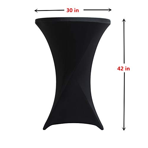 iEventStar Highboy Cocktail Round Stretch Spandex Fitted Table Cover High Top Square Corners Tablecloth (30'' x 42'', Purple) - Thumbnail 3