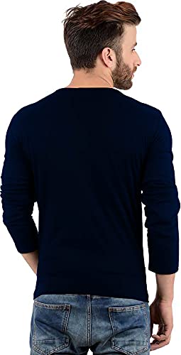 Image of LAZYCHUNKS Men's Full Sleeve Henley Neck Cotton Blend T-Shirt | Solid Regular Fit for Boys & Men | Soft Breathable Fabric | Casual Size S to 3XL