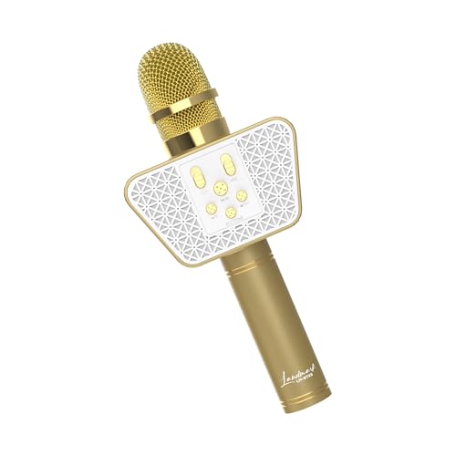 Image of LANDMARK BT55 Handheld Wireless Singing Mic Multi-Function Bluetooth Karaoke Microphone with Inbuilt Bluetooth Speaker, Recorder for Smart Phones, Laptop, Tablet - Golden