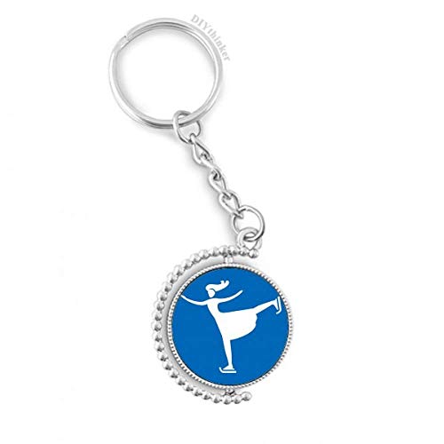Ski porte-clés bleu silhouette sports d'hiver accessoire rotatif
