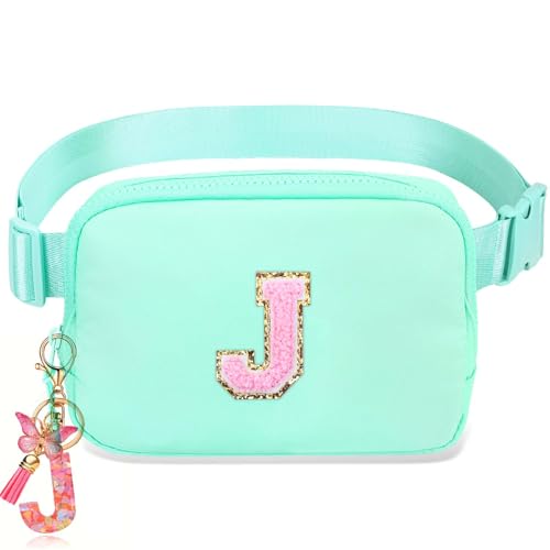 Image of Belt Bag for Girls Gifts - Birthday Gifts for Teenager, Personalized Gifts for Mom Freind Sister Teacher, Graduation GiftsInitial Crossbody Bag Belt Bag for Women Mint Green J