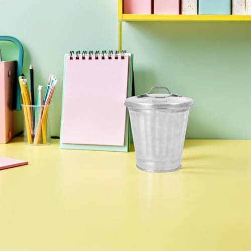 Mini lata de basura de hierro galvanizado jojofuny miniatura 5
