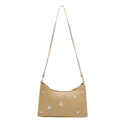 Shoulder Bag for Women PU Large Capacity Embroider Handbag Portable Underarm Square Bag Crossbody Bags Handbags