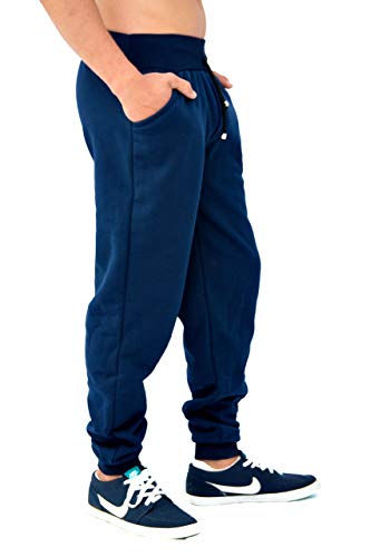 Calça Moletom Peluciada Plus Size G1 G2 G3 Masculina Skinny Sport (AZUL-MARINHO, G1)