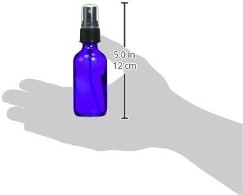 All 4 You Cobalt Blue Boston Round Glass Bottle 2 oz with Black Atomizer - Perfect for Essential Oil Formulas (4 Pieces)