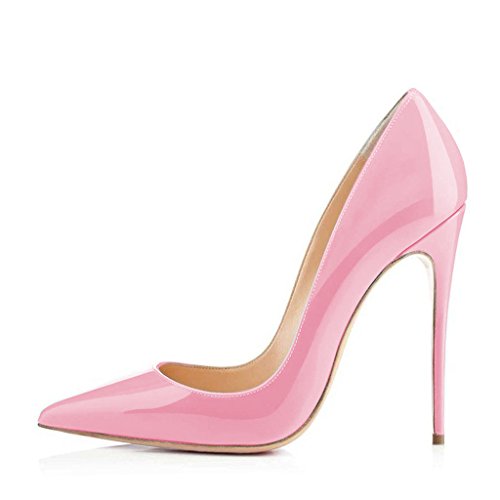 FSJ Women Formal Pointed Toe Pumps High Heel Stilettos Sexy Slip On Dress Shoes Size 11 Pink