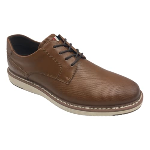 Men's Classic Oxford Dress Shoes, Leather, Casual Business Style with Contrast Stitching, Comfort TPR Sole