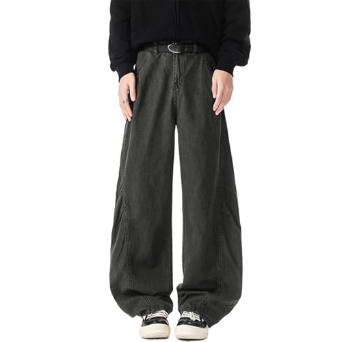 Men's American Retro Straight Leg Denim Jeans Workwear Wide Pants