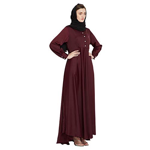 Image of Nabia Solid Premium Nida Fabric Lose fit Cuffed Sleeves Maxi Dress Abaya For Women