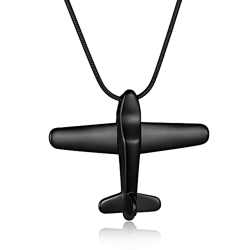 Airplane Ashes Necklace Aircraft Cremation Urn Necklace for Ashes Pendant Stainless Steel Keepsake Memorial Jewelry for Women Men