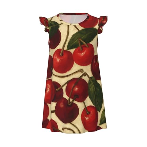 Augenstern Flutter Sleeve Nightgown Pajama Gown Vintage Cherry Design Easy Pull-On Sleepwear Nightdress