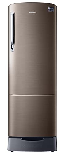 Image of Samsung 246L 3 Star Inverter Direct-Cool Single Door Refrigerator Appliance (RR26C3893DX /HL,Luxe Brown) Base Stand Drawer