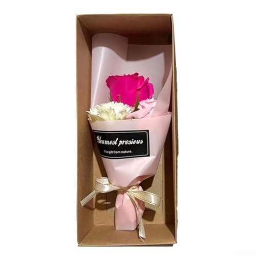 Presentación de flores de jabón Eloquent con 3 hermosas rosas de clavel para momentos apreciados (rosa)