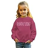 Baby Mädchen Geburtstag Sweatshirt Schwester Kinder Outfits Glitzer Stickerei Pullover 2-9 Jahre Geburtstagparty Kostüm Autumn Langarm Babykleidung Rundhals Langarmshirt(Dunkelrosa,7 Jahre)