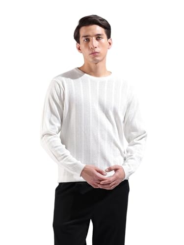 T-shirt col rond manches longues homme tricot plat texturé casual