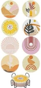 Miniatura 8 de UPINS 8 posavasos bohemios de pintura de diamantes para bebidas, kits de arte de diamantes para adultos, niños, principiantes, suministros de arte