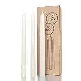 CANDWAX Ivory Taper Candles 12 inch Dripless - Set of 12 Tapered Candles Ideal as Dinner Candles - S
