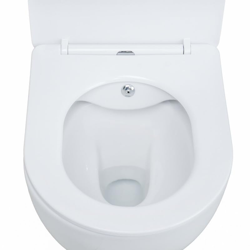 Belvit Spülrandloses Hänge WC Weiß mit integrierter Taharet-/Bidet-& Toilettendeckel mit Absenkautomatik - Wand WC mit Kalt- & Warmwasseranschluss, Design-Toilette mit Edelstahl-Dusche
