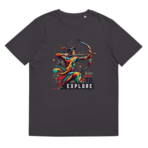 T-shirt unisexe coton bio Sagittaire anthracite haut de gamme taille S