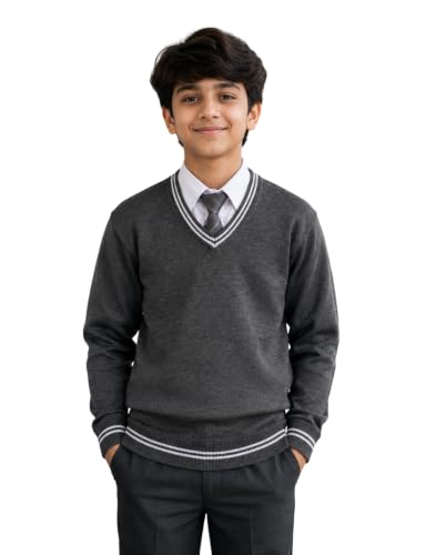 Image of Boy's School Uniform Lining Full Sleeves Sweater - Daffodil