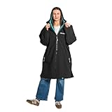 Two Bare Feet Core Waterproof Changing Robe – Unisex Adult Waterproof Windproof Coat, Fleece Lined, Ideal for Outdoor Swimming, Surfing, Camping, Beach Use (Small, Black/Teal) - Image 1