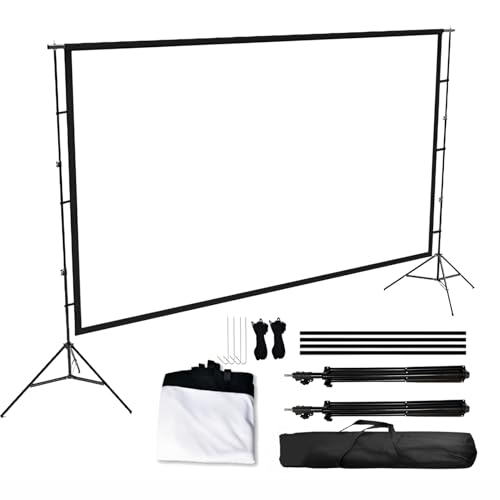 Aqkgtj 84/100/120inch Pantalla de Proyector Compacta Portátil con Soporte, 16:9 HD 4K Tela proyector con Bolsa de Transporte para Cine en Casa, Fiesta, Camping(100inch 16:9)