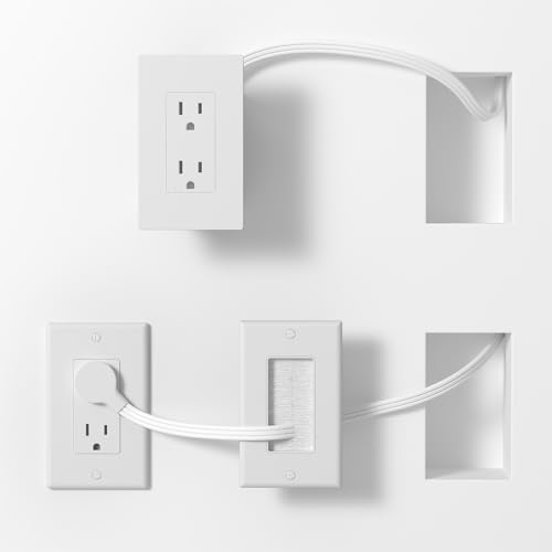 in Wall Cable Management Kit,Recessed Outlet Box for Wall Mount TV, Outlet Relocation Kit for Relocating Unreachable Electrical Outlets,2 AC Outlets,in Wall Extension Cord