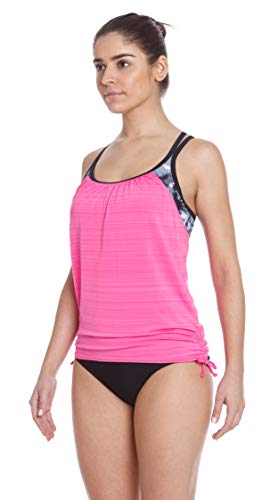 ZeroXposur Womens Tankini Swimsuits Ruched Top Brief Bikini Bottoms Set (Burst/Rosebud, X-Small)