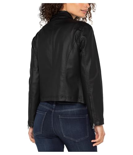 Liverpool Women's 90's Zip Front Coated Black Denim Jacket2