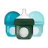 Boon NURSH Reusable Silicone Baby Bottles with Collapsible Silicone Pouch Design — Everyday Baby Essentials — 3 Count…