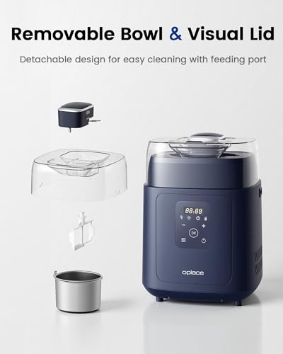 Oplace 4-in-1 Compressor Ice Cream Maker (1.0Qt), No Pre-Freezing, Automatic Yogurt Maker, Gelato Sorbet Frozen Yogurt Soft Serve Machine, Compact Vertical Design for Home Kitchen(Blue) - image 8