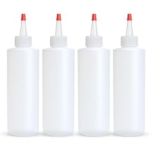 BRIGHTFROM Condiment Squeeze Bottles, 4 OZ Empty Squirt Bottle, Red Top Cap, Leak Proof - for Ketchup, Mustard, Syrup, Sauces, Dressing, Oil, Arts & Crafts, BPA FREE Plastic - 4 PACK