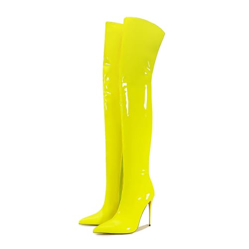 Image of Thigh high boots for women striped Back zipper Burgundy Zebra Print Over the knee Sexy gold white pointed toe Cow Print leopard Magenta stiletto heel