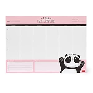 Legami – Planning da Scrivania , Smart Week, 34×24 cm, 55 Fogli Staccabili, Tema Panda, per Annotare Progetti, Appuntamenti, Impegni, Carta 80 g/m², Made in Italy