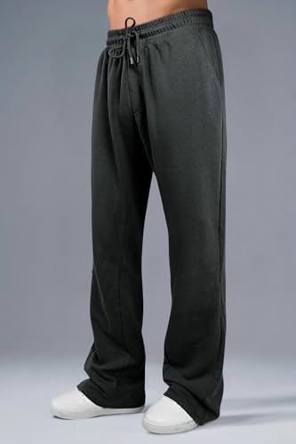GINGTTO Men's Sweatpants Open Bottom with Pockets Stacked Flared Track Pants4