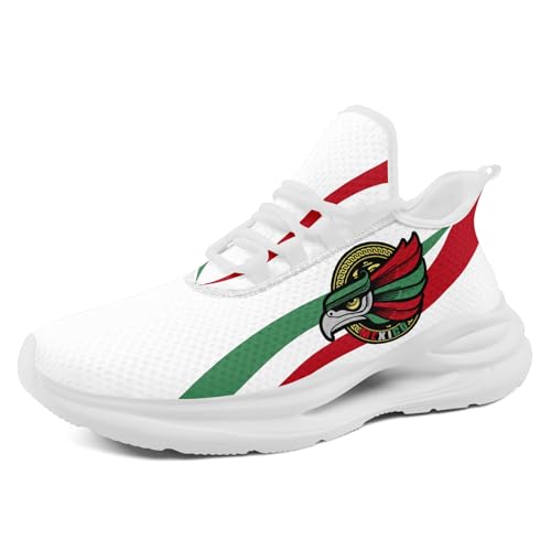 Mexico Flag Running Shoes for Men & Women Patriotic Breathable Mesh Sneakers with Iconic Eagle Design Cushioned EVA Sole