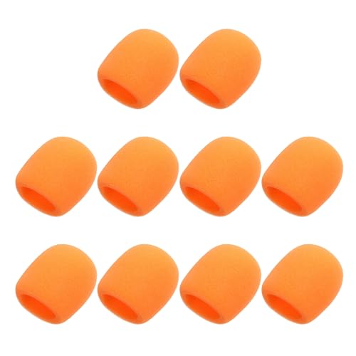 sourcing map 10pcs Microphone Foam Covers, 40mm (1.57) ID 10mm (0.39) Thickness Microphone Windscreen Foam Cover for Most Handheld Microphones, Orange