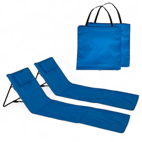 Pincho Esterilla de Playa Plegable con Respaldo Ajustable – Tumbona Portátil Ligera para Camping, Jardín y Piscina – Alfombra de Playa con Respaldo Ergonómico y Fácil Transporte (Turquesa X 2)