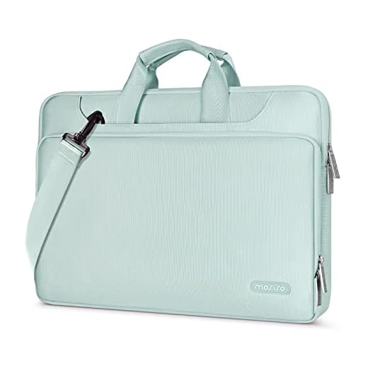 MOSISO 360 Protective Laptop Shoulder Bag Compatible with MacBook Air/Pro,13-13.3 inch Notebook,Compatible with MacBook Pro 14 2023-2021 A2779 M2 A2442 M1,Matching Color Sleeve with Belt, Mint Green