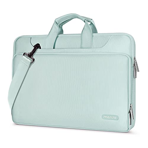 MOSISO 360 Protective Laptop Bag 15.6 inch, 15-16 inch Computer Bag Compatible with MacBook Air 15 inch/Pro 16 inch, HP,Dell,Lenovo,Asus,Notebook, Laptop Carrying Case with Strap&Handle, Mint Green by MOSISO - Used condition - US$17.06