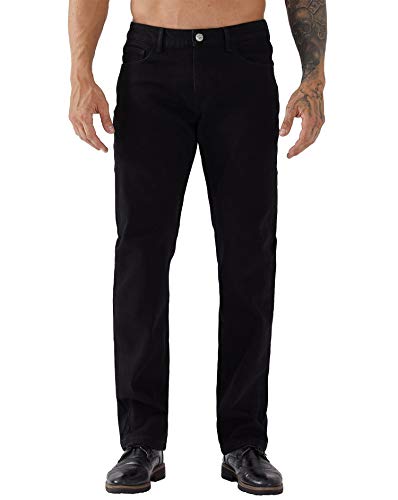 ZLZ Regular Fit Denim Jeans for Men, Mens 5-Pockets Classic Straight Leg Jean Pants,Black 30
