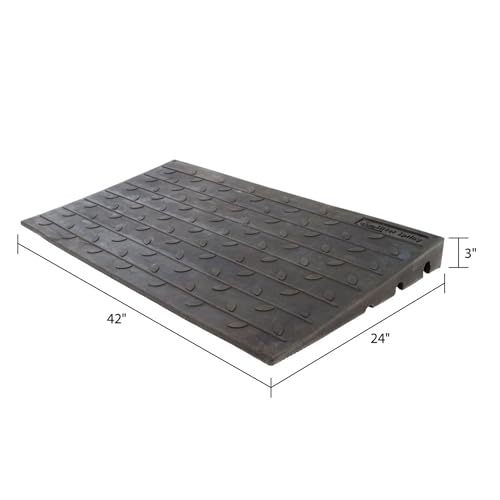 Silver Spring 3" High Rubber 3-Channel Threshold Ramp 600 lb. Weight Capacity for Wheelchairs, Mobility Scooters, and Power Chairs, with Slip-Resistant Surface - DH-UP-83