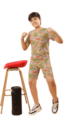 Image of Boys Halfsleeves Cotton Solid /Printed T-Shirt & Shorts Summer Co-ord Set /Clothing Set /Casual wear
