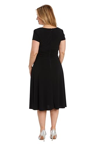 Image of R&M Richards Women's Metallic Foil Print Bodycon Dress W /Draped Capelet - Knee-Length Cocktail Party Outfit