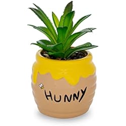 Macetas Ceramica Decoradas Silver Buffalo Disney Winnie The Pooh Hunny Pot - Maceta pequeña de cerámica con suculenta artificial
