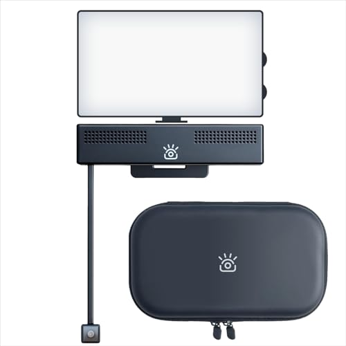 iContact Camera Pro + Light Panel + Carrying Case. Pro HD 4K Webcam with Eye Contact, Noise Cancelling Mic, Plug and Play USB for Mac & PC Zoom, Wireless Webcam, Conferencing and Video Calling