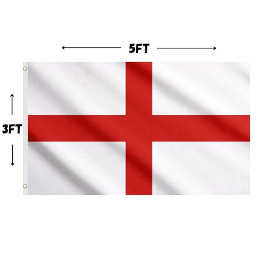 Premium England Flag 5x3 FT – Durable St George’s Cross Polyester with Brass Grommets | Outdoor & Indoor British Flag for Football, Events & Home Decor